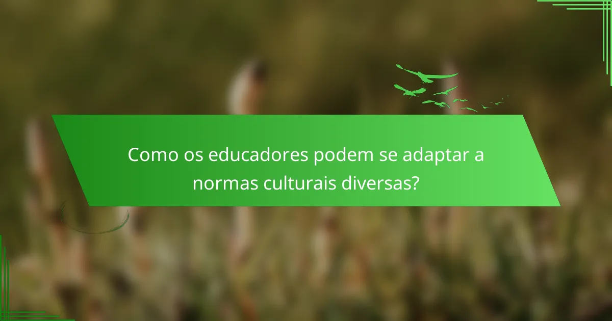 Como os educadores podem se adaptar a normas culturais diversas?