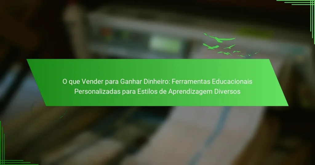 O que Vender para Ganhar Dinheiro: Ferramentas Educacionais Personalizadas para Estilos de Aprendizagem Diversos