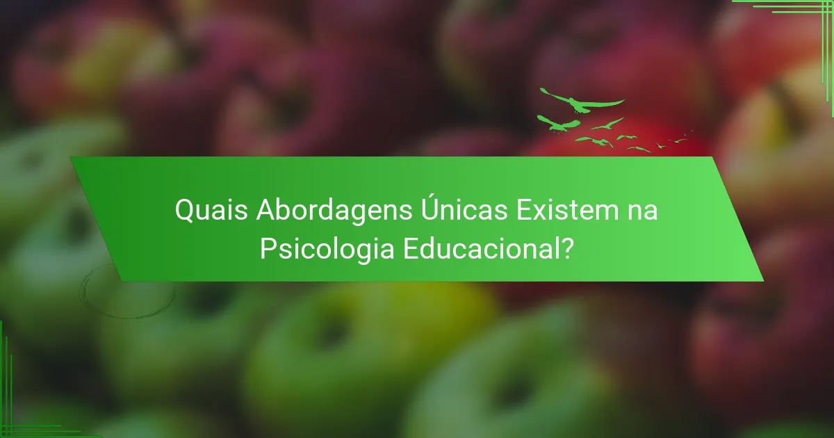 Quais Abordagens Únicas Existem na Psicologia Educacional?