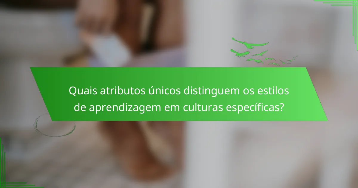 Quais atributos únicos distinguem os estilos de aprendizagem em culturas específicas?