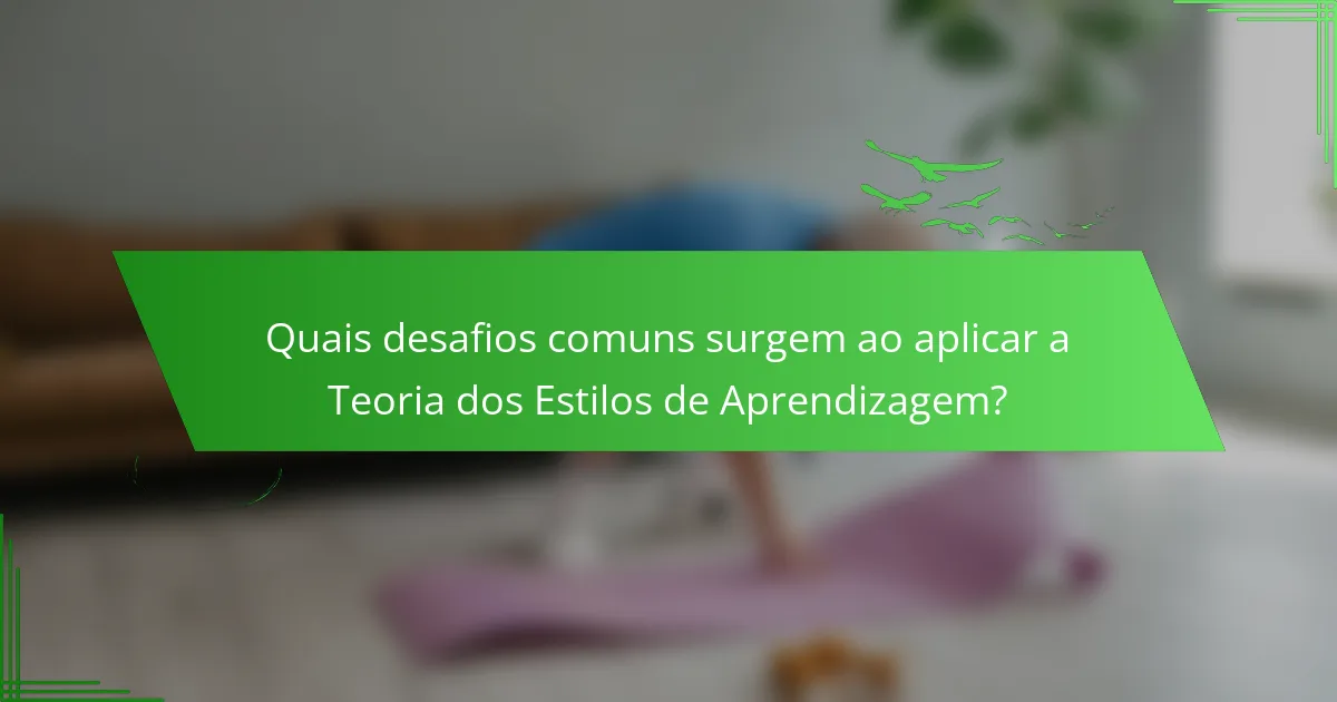 Quais desafios comuns surgem ao aplicar a Teoria dos Estilos de Aprendizagem?