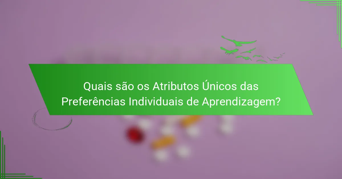 Quais são os Atributos Únicos das Preferências Individuais de Aprendizagem?