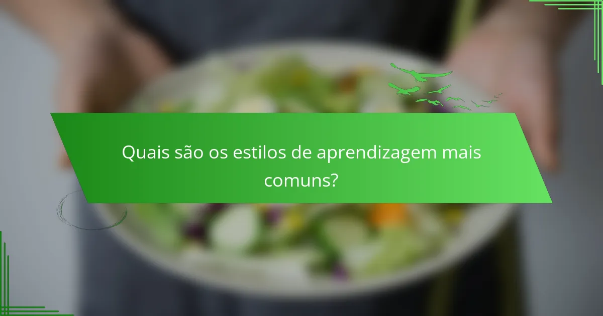 Quais são os estilos de aprendizagem mais comuns?