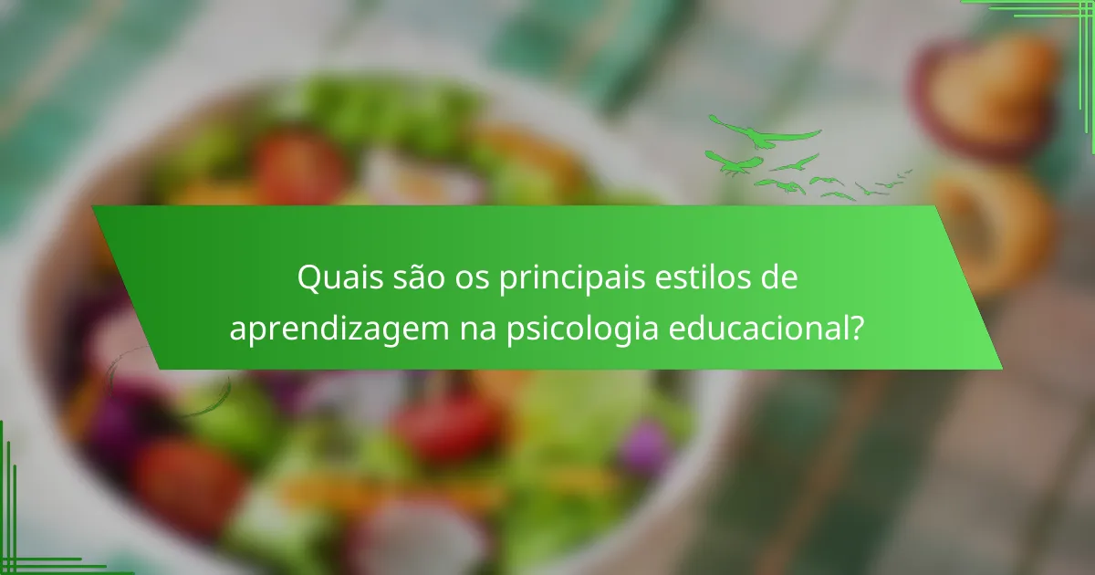 Quais são os principais estilos de aprendizagem na psicologia educacional?