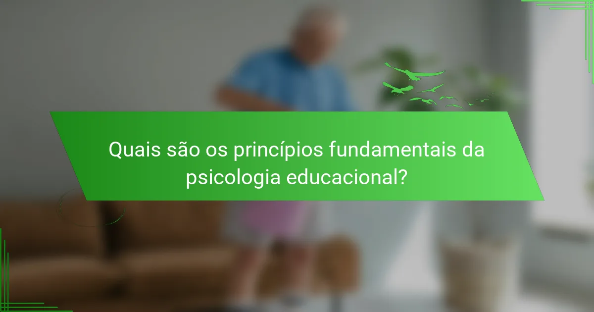 Quais são os princípios fundamentais da psicologia educacional?
